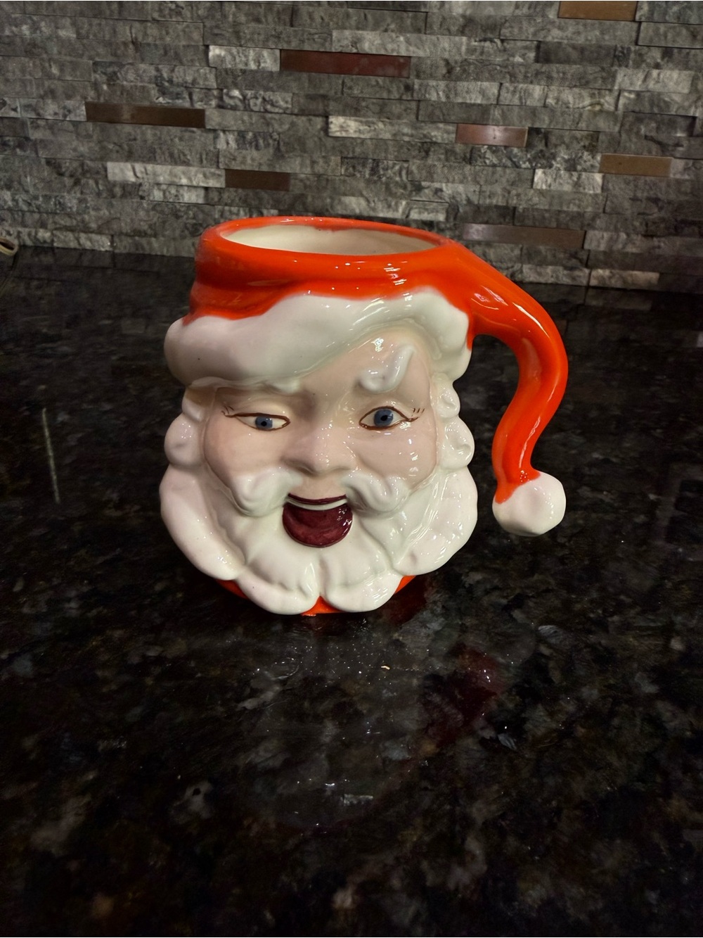 Vintage Hand painted Santa Face Mug